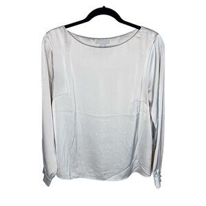 H&M Silky Satin Soft Champagne Beige Taupe Top Short Blouse Size Medium